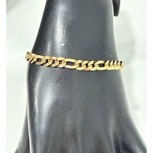 Figaro Link Chain Bracelet 6.25" Gold ToneClassic